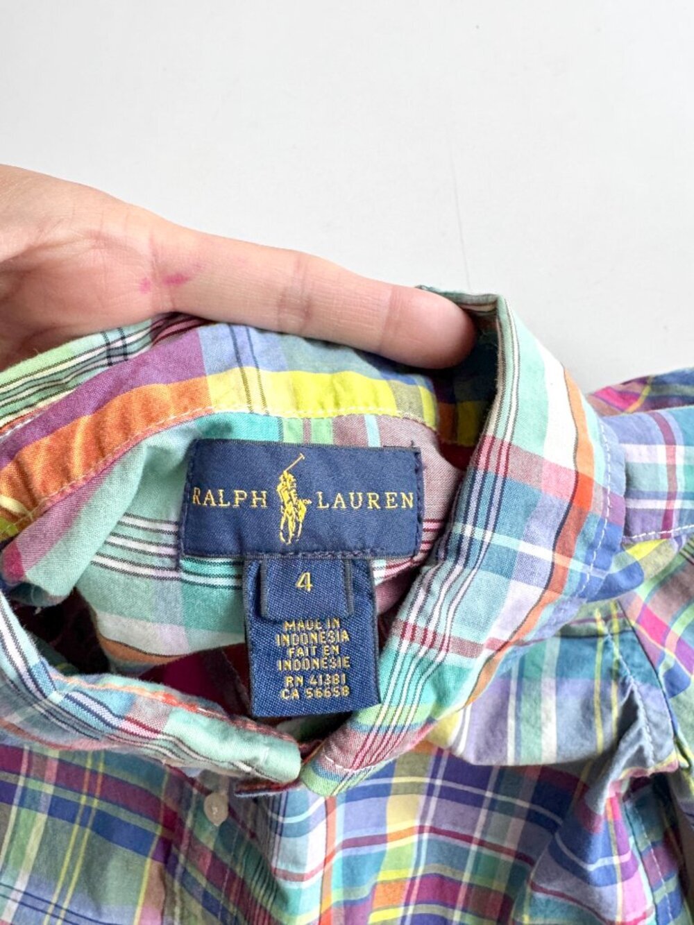 Boys' RALPH LAUREN Madras Plaid Cotton Poplin Button Up Shirt, Size 4 - Picture 4 of 8